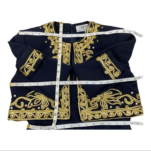 CHETTA B Women’s Sherrie Bloom Peter Noviello Blue embroidery knee Dress Size 2. - Picture 12 of 16